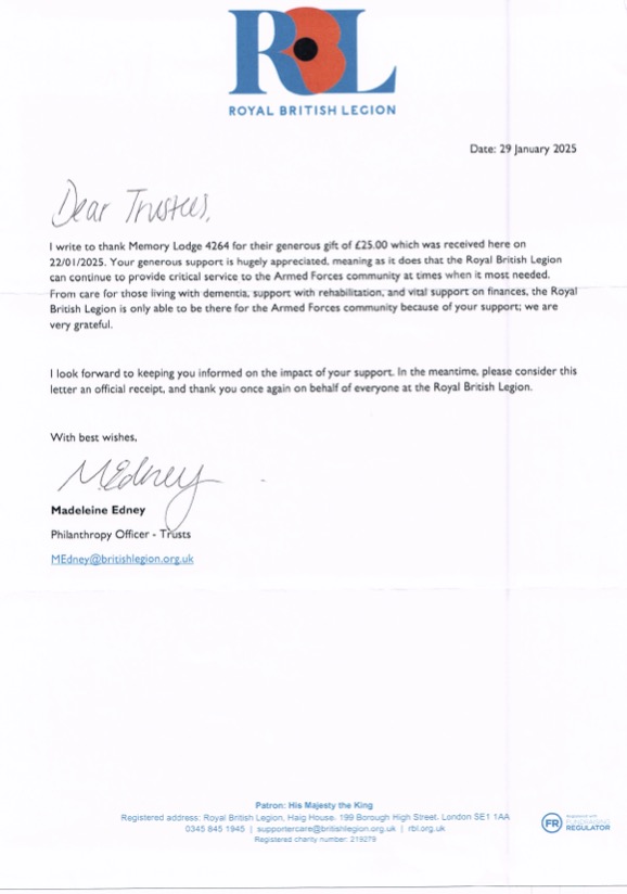 Donation to the Royal British Legion Poppy Appeal 2024